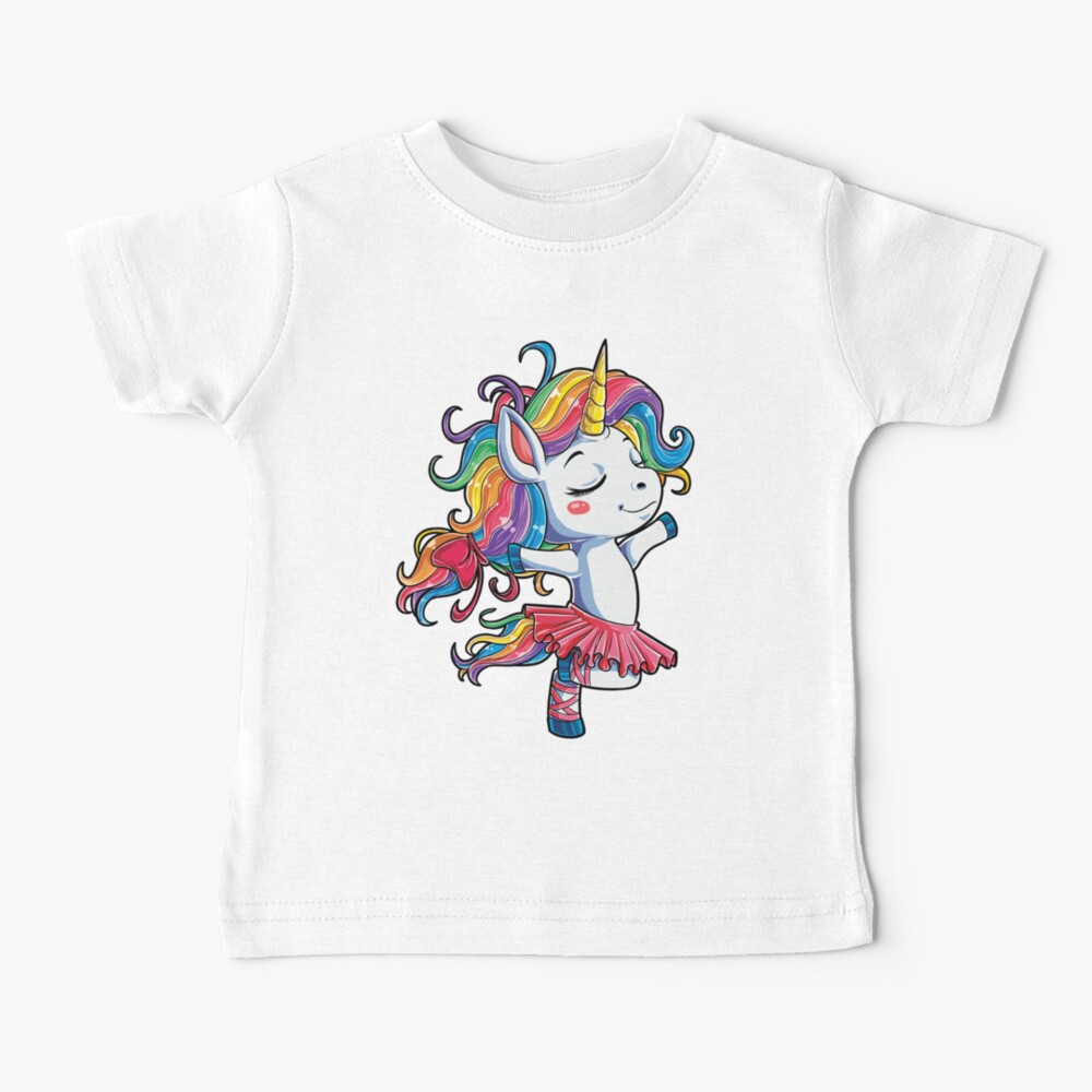 Ballet Dancer Unicorn T shirt Kids Girls Rainbow Ballerina Gifts Party Men Women Baby T-Shirt