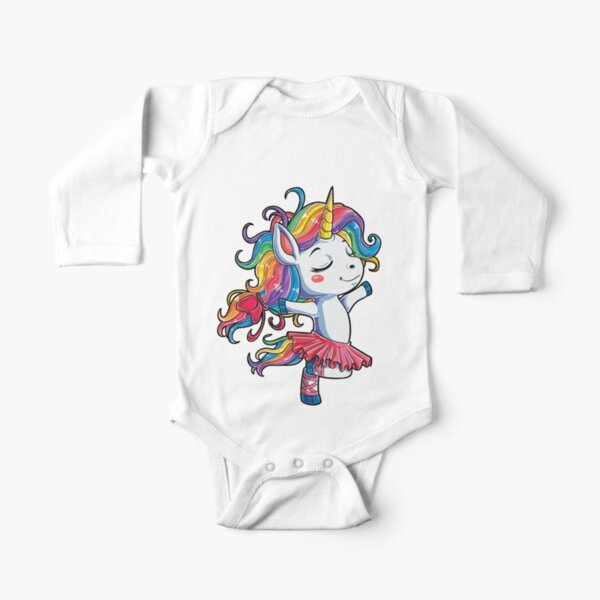 Ballet Dancer Unicorn T shirt Kids Girls Rainbow Ballerina Gifts Party Men Women Long Sleeve Baby One-Piece