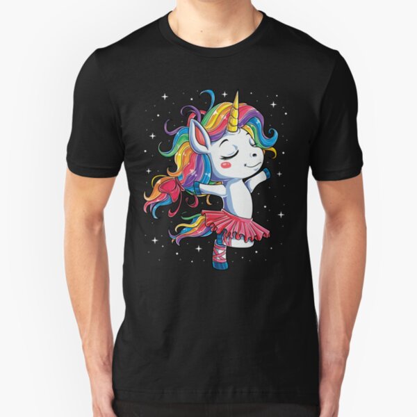 Ballet Dancer Unicorn T shirt Kids Girls Rainbow Ballerina Gifts Party Men Women Slim Fit T-Shirt