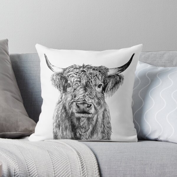 Scottish Highland Cow Throw Pillow