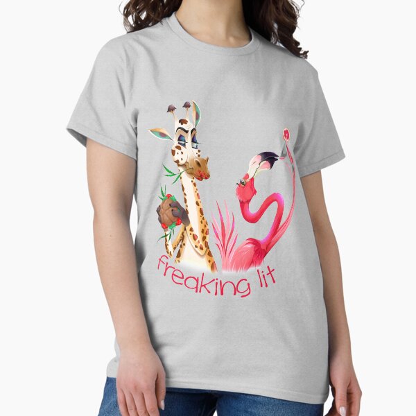 Party Time Freaking Lit Giraffe and Flamingo Classic T-Shirt