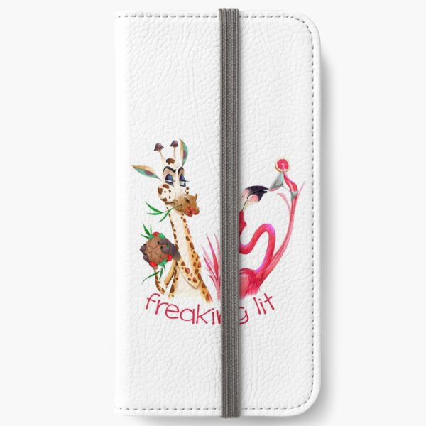 Party Time Freaking Lit Giraffe and Flamingo iPhone Wallet