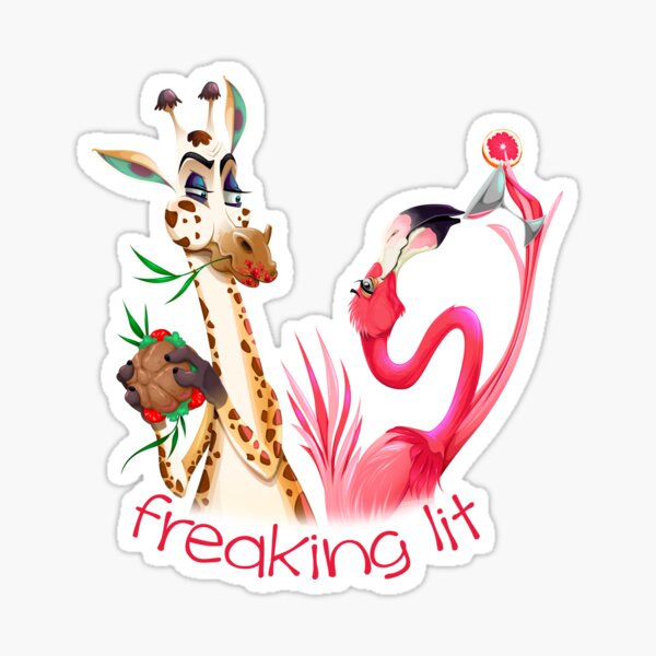 Party Time Freaking Lit Giraffe and Flamingo Sticker