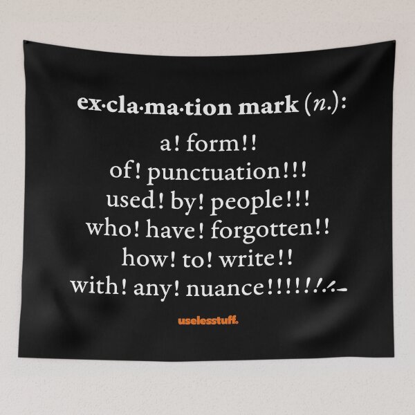 Item preview, 16667-02-BDK – Uselesstuff® Dictionary – Exclamation Mark – Unnuanced (White) designed and sold by Uselesstuff.