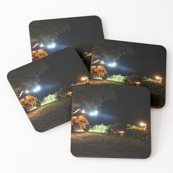Item preview, Dramatic Night Grape Harvest - Illuminated Mechanical Harvester in Adelaide Hills Vineyard - Magpie Springs designed and sold by MagpieSprings.