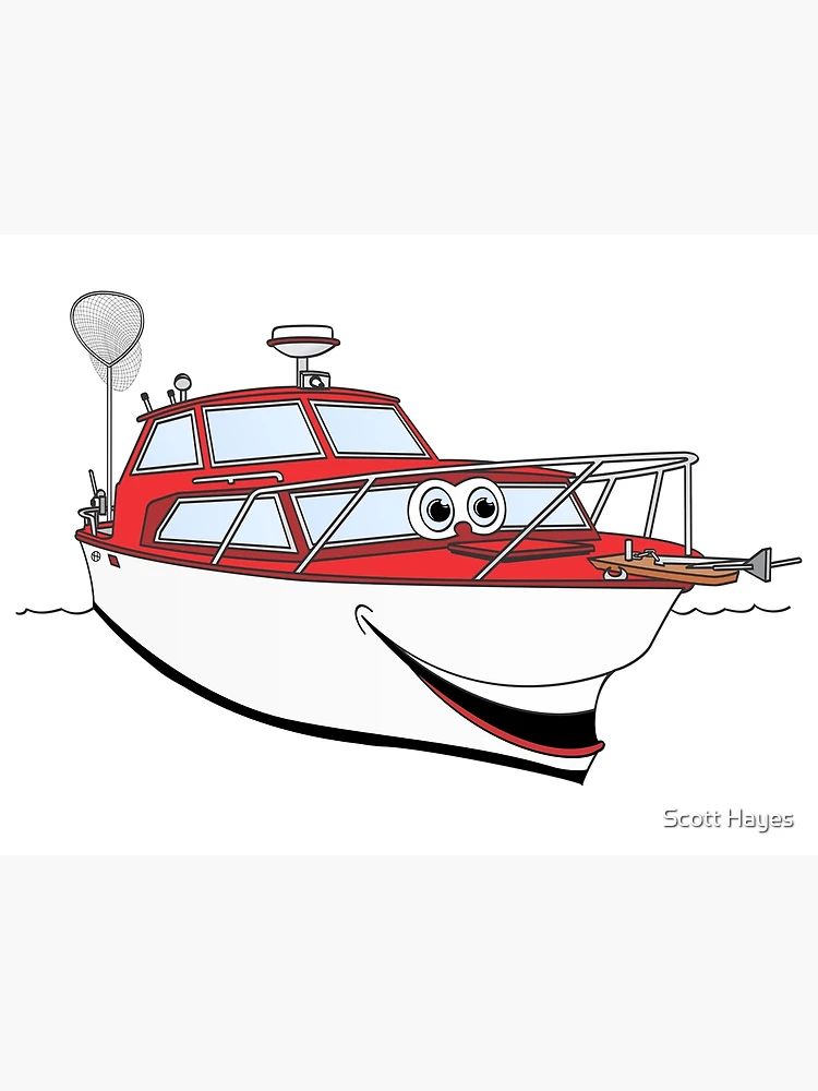 Blue Motor Boat Cartoon Greeting Card for Sale by Scott Hayes