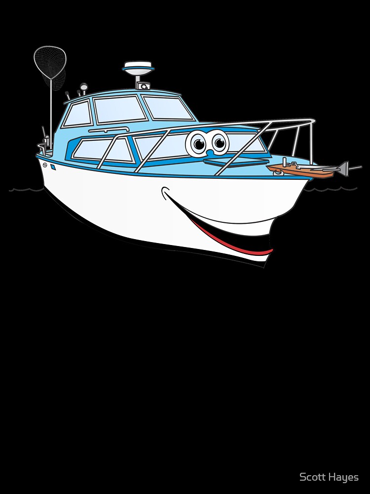 Blue Motor Boat Cartoon Greeting Card for Sale by Scott Hayes