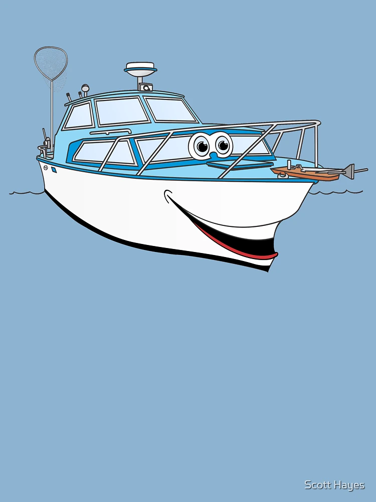 Blue Motor Boat Cartoon Greeting Card for Sale by Scott Hayes