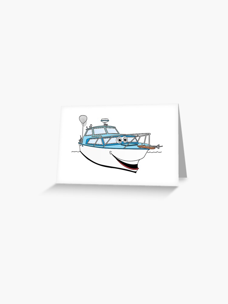 Blue Motor Boat Cartoon Greeting Card for Sale by Scott Hayes