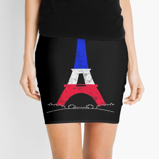Eiffel Tower Paris France National Flag Souvenir Mini Skirt