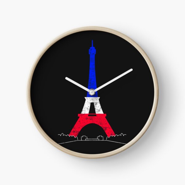 Eiffel Tower Paris France National Flag Souvenir Clock