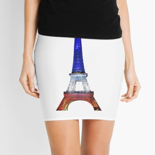 Eiffel Tower Paris France National Flag Souvenir Mini Skirt