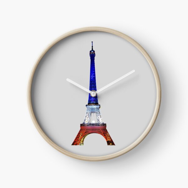 Eiffel Tower Paris France National Flag Souvenir Clock