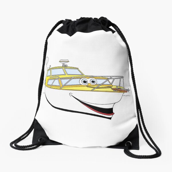 Yellow Motor Boat II Carton Drawstring Bag