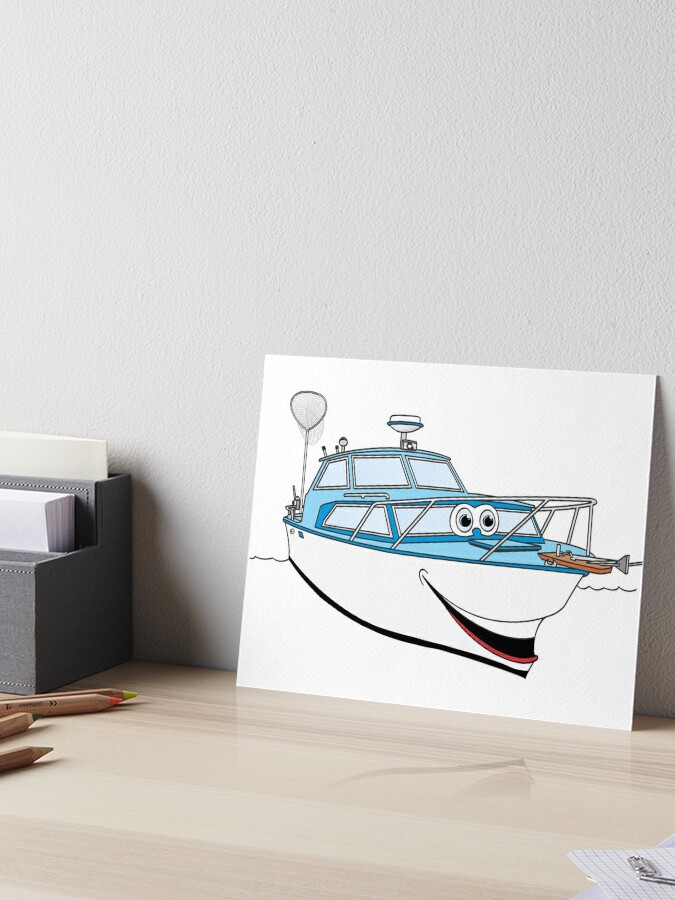 Blue Motor Boat Cartoon Greeting Card for Sale by Scott Hayes