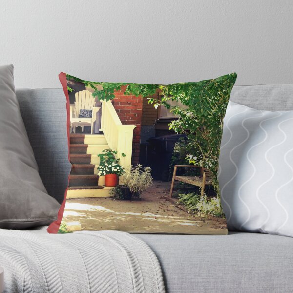 A white porch Throw Pillow