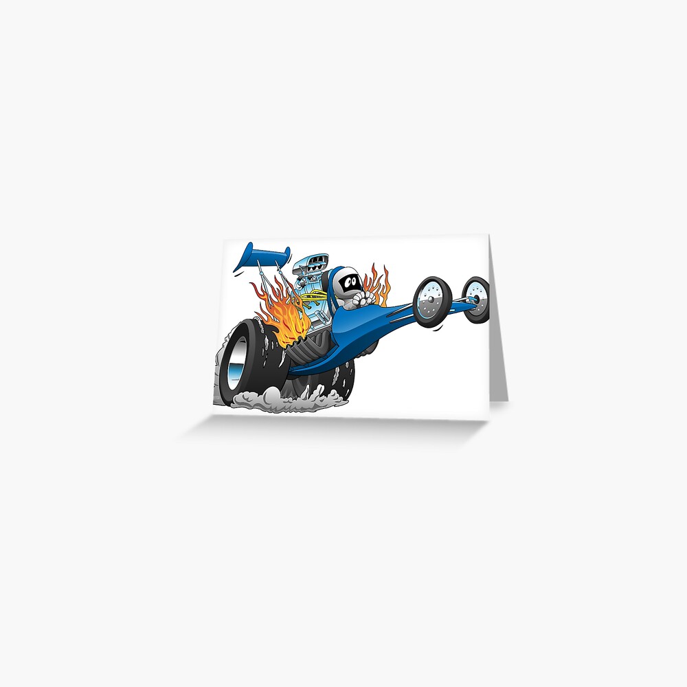 Top Fuel Dragster Cartoon Greeting Card