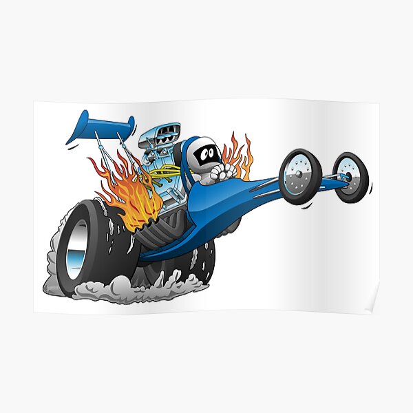 Top Fuel Dragster Cartoon Poster