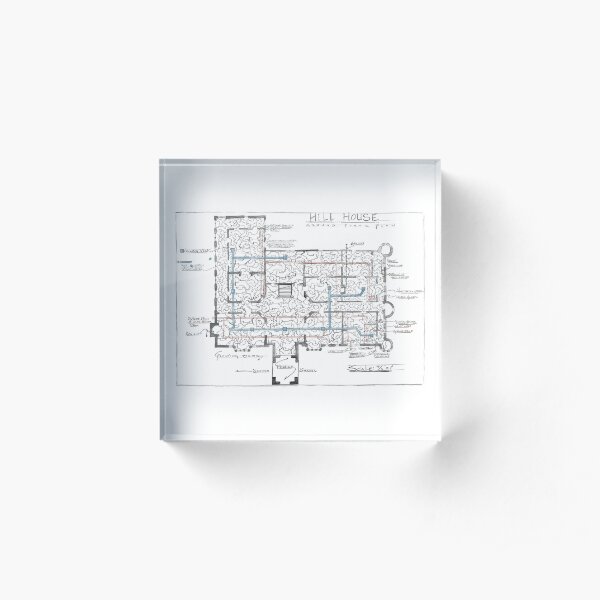 Hill House blueprint with Forever House repeated dozens of times Acrylic Block