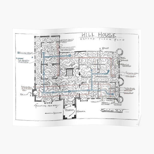 Hill House blueprint with Forever House repeated dozens of times Poster