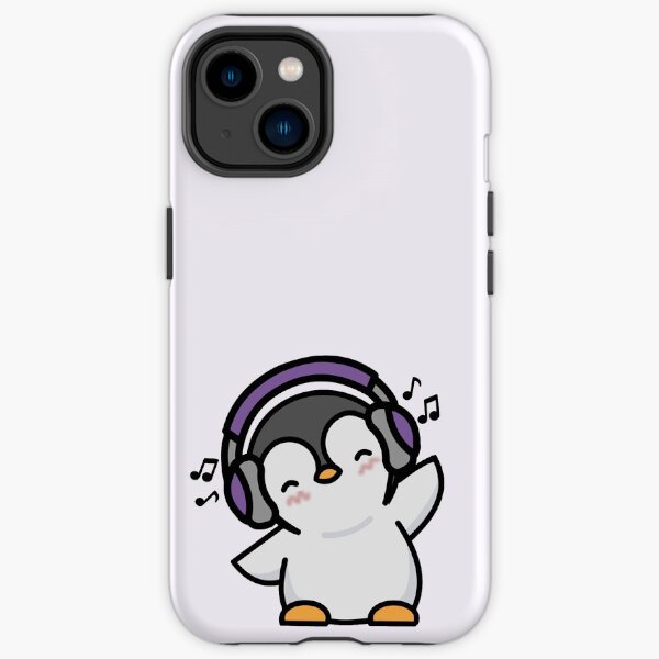 Cute Penguin Listening To Music - PURPLE iPhone Tough Case