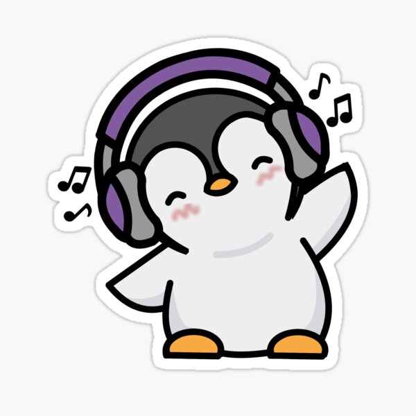 Vista previa del artículo con la obra «Lindo pingüino escuchando música - PÚRPURA», diseñado y vendido por missnisa.