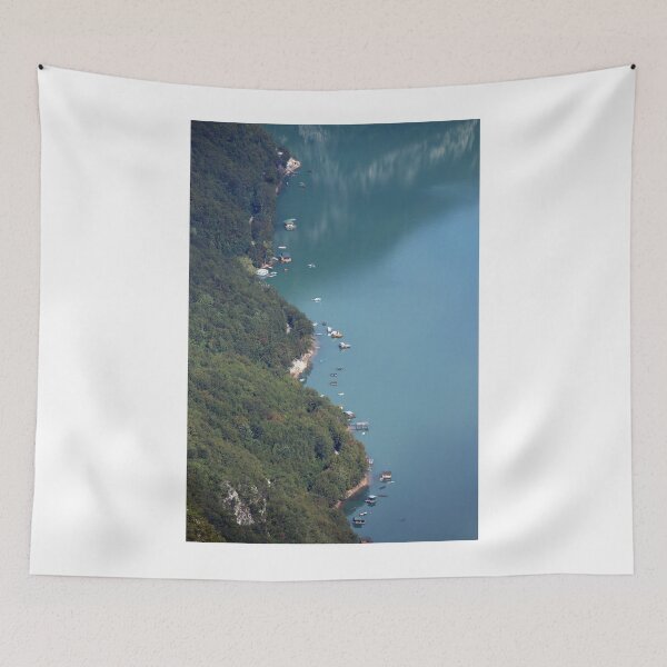 Item preview, houses and boats on Perucac lake Tara mountain Serbia designed and sold by goceris.