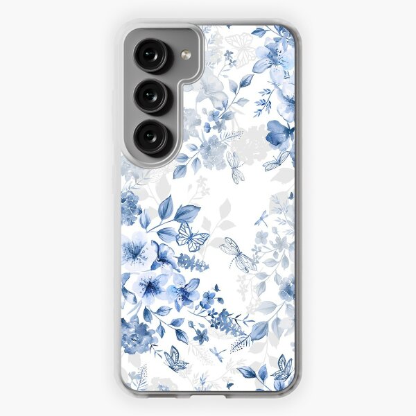 Phone Case - Soft Blue Toile with Chinoiserie Monogram