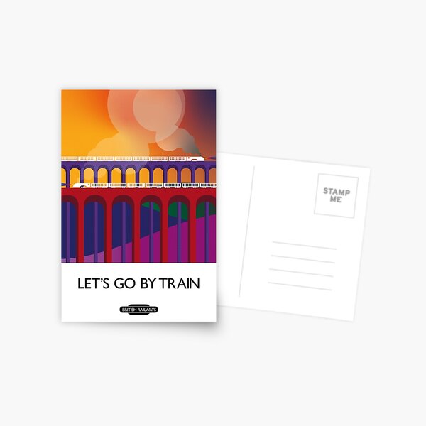 Let's Go By Train Postcard