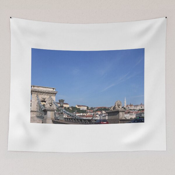 Item preview, Chain bridge with lion statue Budapest Hungary designed and sold by goceris.