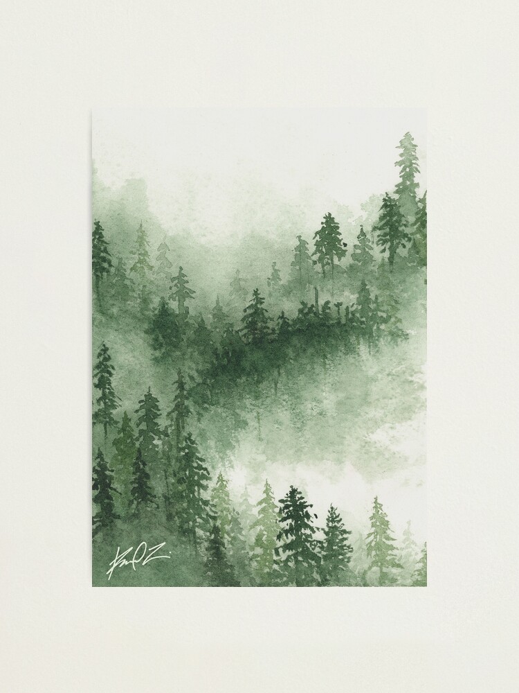 Painted Watercolor Foggy Forest Sticker