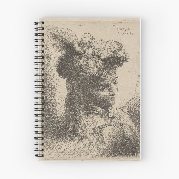 Item preview, Young man facing three quaters right wearing a fur headdress with a plume, jewel and a headband, from series of 'Small Heads in Oriental Headdress' designed and sold by guagamela617.