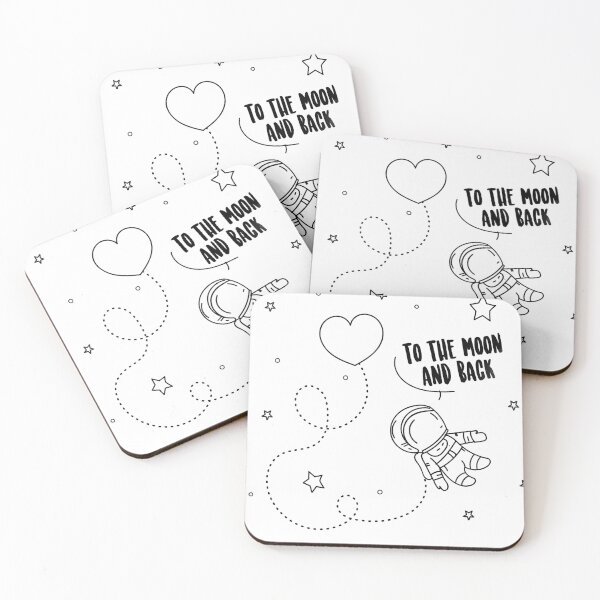 Item preview, to the moon and back astronaut black and white designed and sold by Spitfire July Doodles.