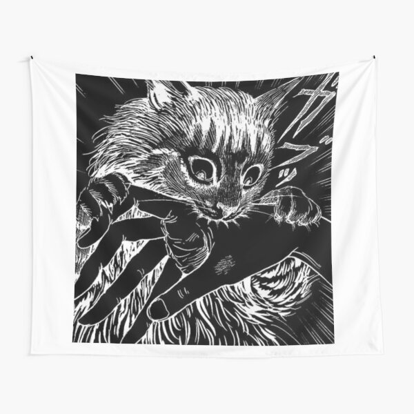 Cat Junji Ito Bite Tapestry