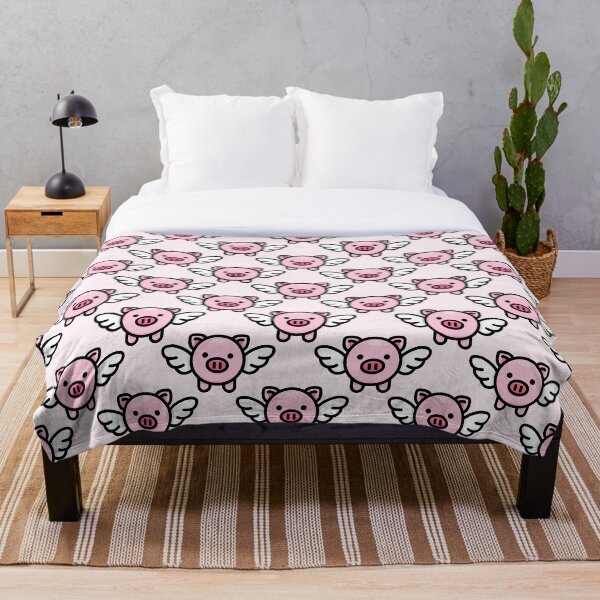 When Pigs Fly: Pink Throw Blanket