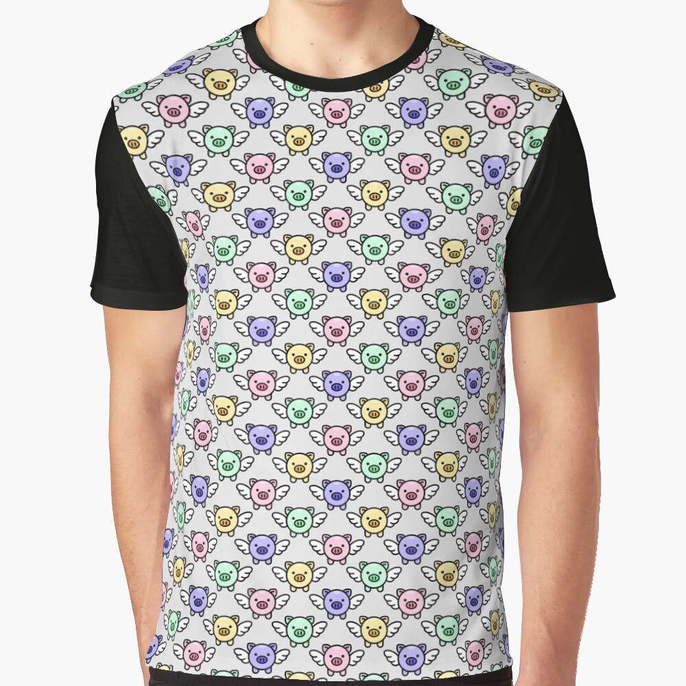 When Pigs Fly: Rainbow Graphic T-Shirt