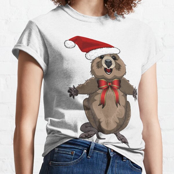 Happy Christmas Quokka - Just by Himself! by Amanda M Lucas Classic T-Shirt