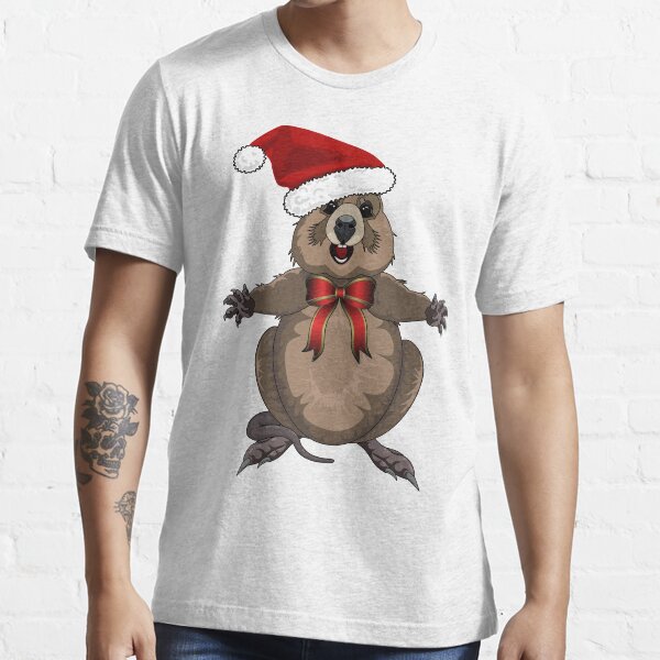 "Happy Christmas Quokka Just by Himself! by Amanda M Lucas" Tshirt