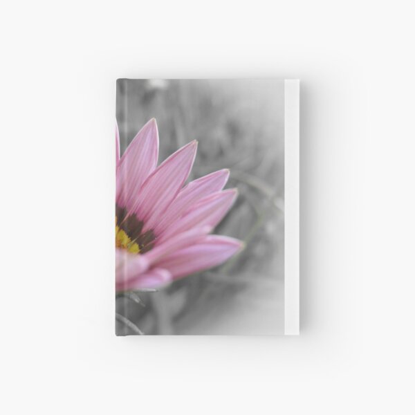 Pink flower on a black and white background Hardcover Journal