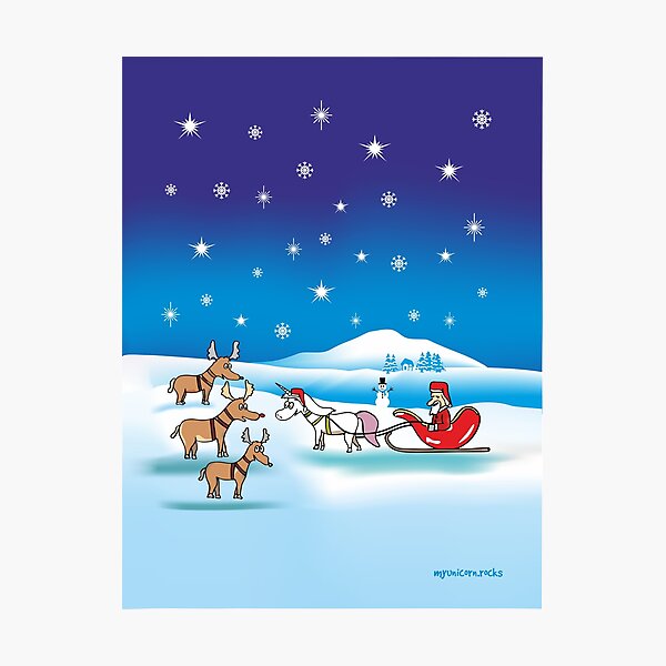 Weihnachts - Einhorn Fotodruck