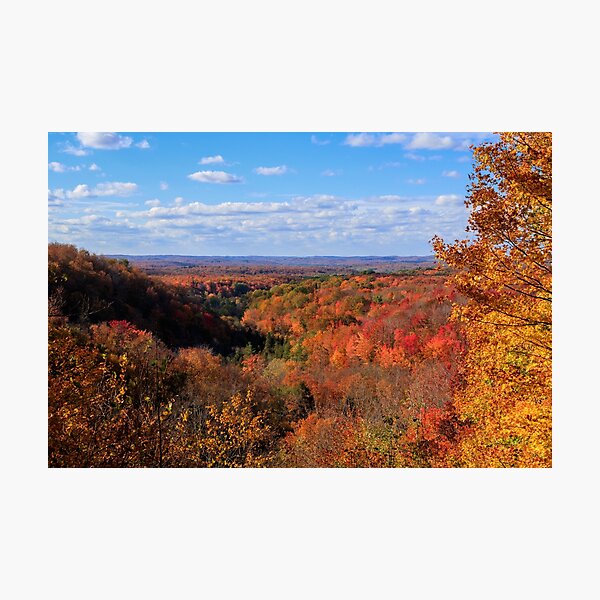 Fall colors in the Jordan River Valley from the Landslide Hill Overlook, Antrim County, Michigan Photographic Print