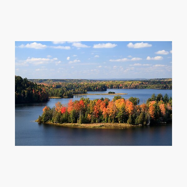 Fall colors on the Au Sable National Scenic River from the Dune Overlook, Huron National Forest, Michigan Photographic Print