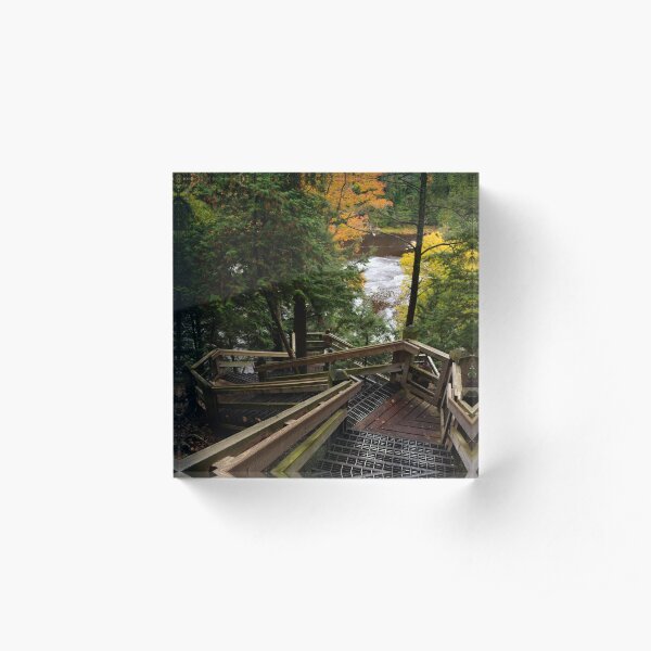 116 stairs down to the Tahquamenon River Gorge, Tahquamenon Falls State Park, Michigan Acrylic Block