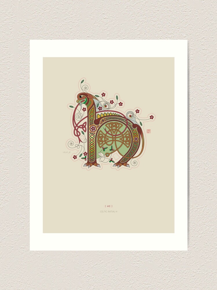 Alternate view of Celtic Initial H Art Print