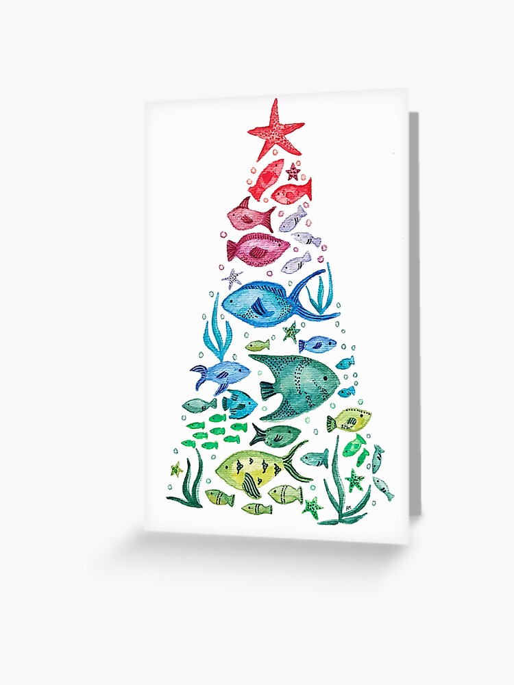 Colorful watercolor fish unique Redbubble Christmas gifts for a fish lover  | Greeting Card