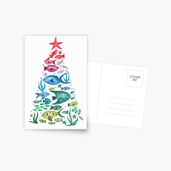Vista previa del artículo con la obra «Árbol de navidad de la vida del océano», diseñado y vendido por RuthMCreative.
