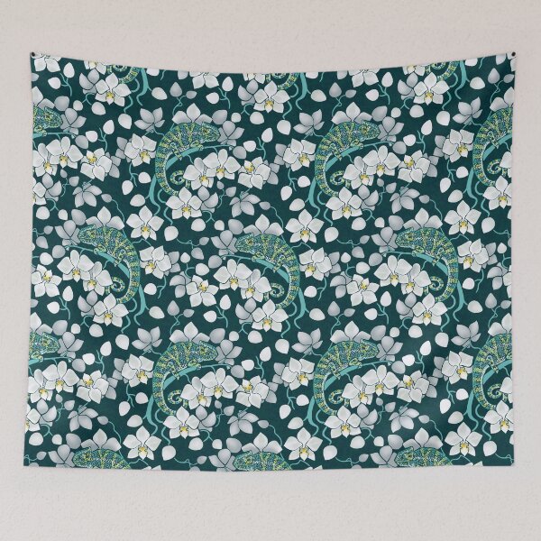 Item preview, chameleons and orchids  designed and sold by Elenanaylor.