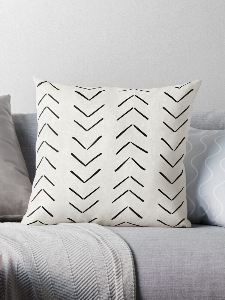 Boho Big Arrows in Black and White Throw Pillow by House of HaHa