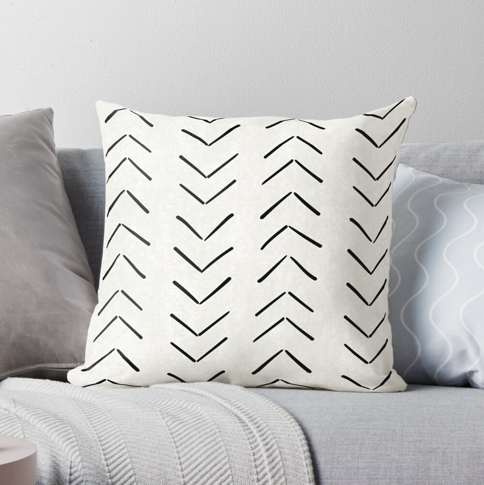 Boho Big Arrows in Black and White Throw Pillow for Sale by House