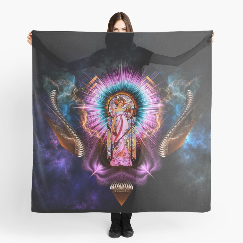 Trifilate AM Fractal Design Computer Generated Stellar Vintage Artwork by Xzendor7 Ladies Scarf